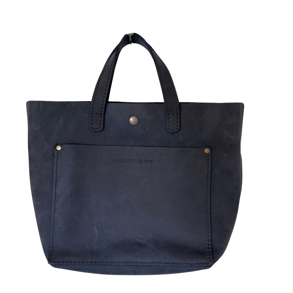 Classic “Deep Water” Leather Tote with Front Pocket